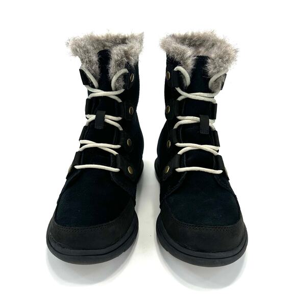Sorel Explorer III Joan Winter Ankle Boot Size 7 Black Leather Waterproof Bootie - Picture 4 of 12